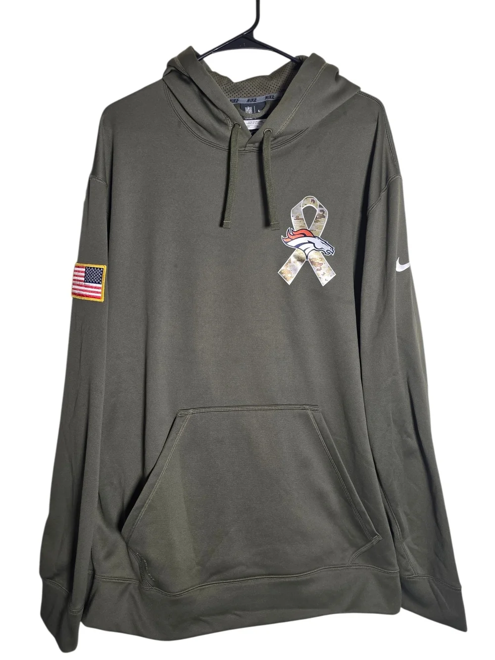 Nike NFL Denver Broncos Salute To Service Therma Fit Hoodie XXL Olive